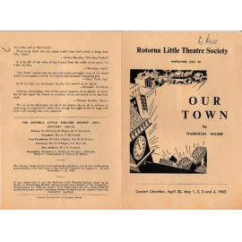 'Our Town', Rotorua Little Theatre Society, 1962 [programme]
