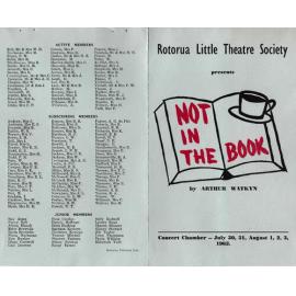 'Not in the Book', Rotorua Little Theatre Society, 1962 [programme]