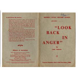 'Look Back in Anger', Rotorua Little Theatre Society, 1962 [programme]