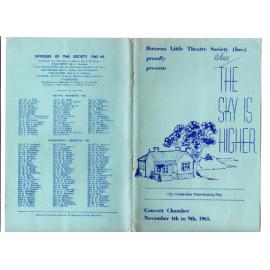 'The Sky is Higher', Rotorua Little Theatre Society, 1963 [programme]