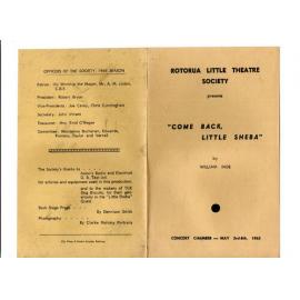 'Come Back, Little Sheba', Rotorua Little Theatre Society, 1965 [programme]