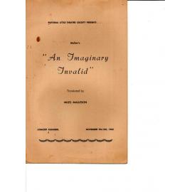 'An Imaginary Invalid', Rotorua Little Theatre Society, 1965 [programme]