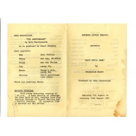 'Wait Until Dark', Rotorua Little Theatre Society, 1971 [programme]