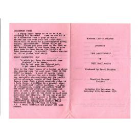 'The Anniversary', Rotorua Little Theatre Society, 1971 [programme]