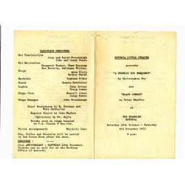 'A Phoenix Too Frequent' and 'Black Comedy', Rotorua Little Theatre Society, 1972 [programme]