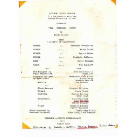 'The Unwicked Witch', Rotorua Little Theatre Society, 1973 [programme]