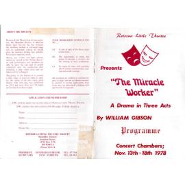 'The Miracle Worker', Rotorua Little Theatre Society, 1978 [programme]