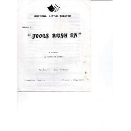 'Fools Rush In', Rotorua Little Theatre Society, 1979 [programme]