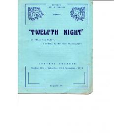 'Twelfth Night', Rotorua Little Theatre Society, 1979 [programme]