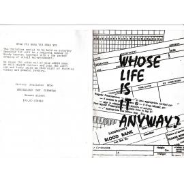 'Whose Life is it Anyway?', Rotorua Little Theatre Society, 1984 [programme]