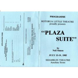 'Plaza Suite', Rotorua Little Theatre Society, 1985 [programme]
