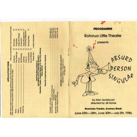 'Absurd Person Singular', Rotorua Little Theatre Society, 1986 [programme]