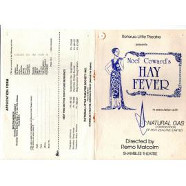 'Hay Fever', Rotorua Little Theatre Society, 1988 [programme]