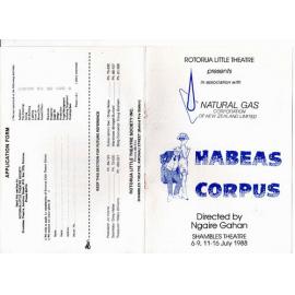 'Habeas Corpus', Rotorua Little Theatre Society, 1988 [programme]