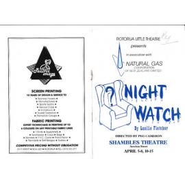 'Night Watch', Rotorua Little Theatre Society, 1989 [programme]