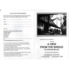 'A View from the Bridge', Rotorua Little Theatre Society, 1990 [programme]