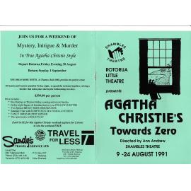 'Towards Zero', Rotorua Little Theatre Society, 1991 [programme]