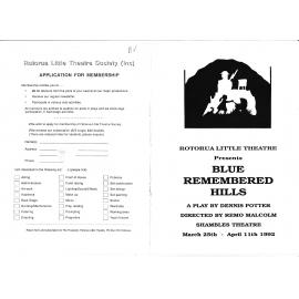 'Blue Remembered Hills', Rotorua Little Theatre Society, 1992 [programme]