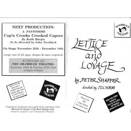 'Lettice and Lovage', Rotorua Little Theatre Society, 1994 [programme]