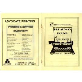 'Broadway Bound', Rotorua Little Theatre Society, 1995 [programme]