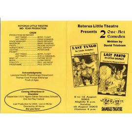 'Last Tango in Little Grimley & Last Panto in Little Grimley', Rotorua Little Theatre Society, 2003 [programme]