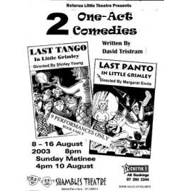 'Last Tango in Little Grimley & Last Panto in Little Grimley', Rotorua Little Theatre Society, 2003 [poster]
