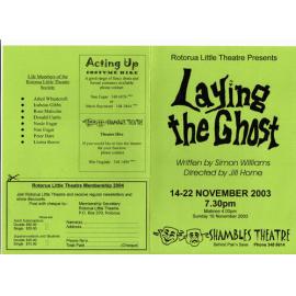'Laying the Ghost', Rotorua Little Theatre Society, 2003 [programme]