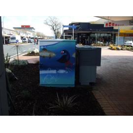 Photograph of a Unison hub stationed at the corner of Eruera and Tutanekai Streets