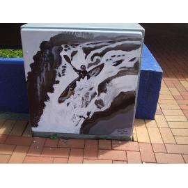 Photograph of a Unison box painted in ca.2017 on the corner of Amohia and Eruera Streets