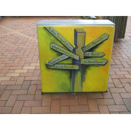 Photograph of a Unison box painted in ca.2017 on the corner of Tutanekai and Pukaki Streets