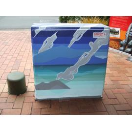 Photograph of a Unison box painted in ca.2017 on the corner of Tutanekai and Eruera Streets