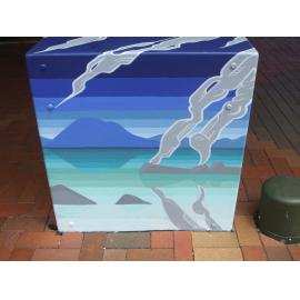Photograph of a Unison box painted in ca.2017 on the corner of Tutanekai and Eruera Streets
