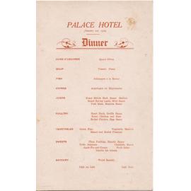 Palace Hotel New Year's Dinner Menu