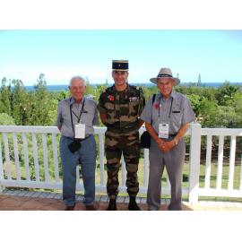 Photograph of David Daniel, an unknown veteran and a French soldier