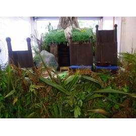 Photograph of the library float for the Rotorua Christmas Parade being constructed