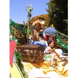 Photograph of the library float for the Rotorua Christmas Parade with Tangaroa 