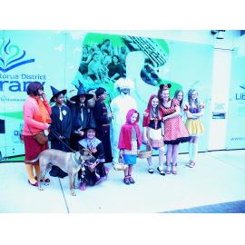 Photograph of library staff and children dressed for the Rotorua Christmas Parade