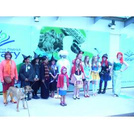 Photograph of library staff and children dressed for the Rotorua Christmas Parade