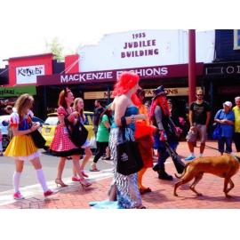Photograph of library staff and children in the Rotorua Christmas Parade