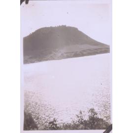 Black and white photograph of Mount Maunganui
