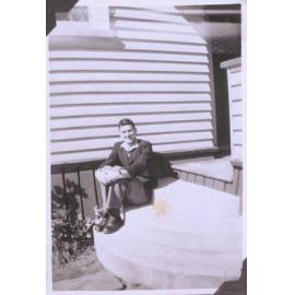Black and photograph titled "James taken during September holidays 1947"