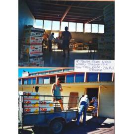 Photograph of Volunteers unloading boxes of books for the book fair 