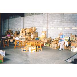 Photograph of Volunteers sorting donations for the Book Fair sportsdrome