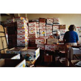 Photograph of Volunteers sorting donations for the Book Fair sportsdrome