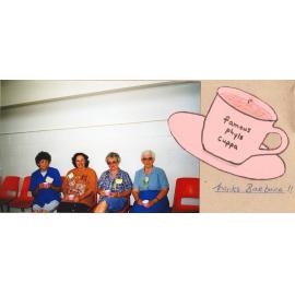 Photograph of volunteers having a much needed cuppa