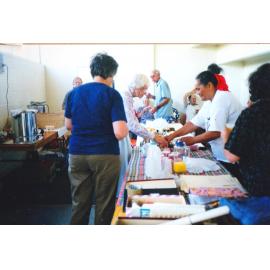 Photograph of volunteers having a much needed cuppa