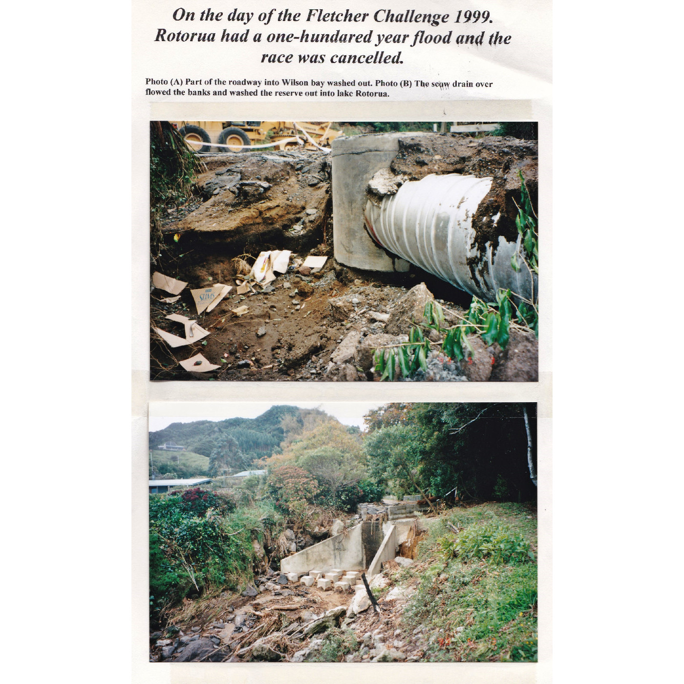 Photographs of flood damage at Wilson's Bay, 1999