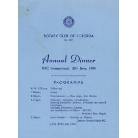 Annual changeover dinner programme, 1984