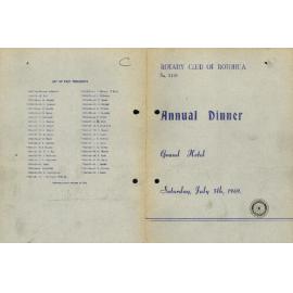 Annual changeover dinner menu and programme, 1969