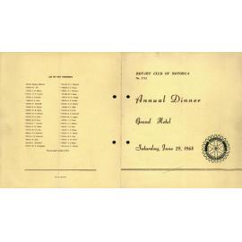 Annual changeover dinner menu and programme, 1968